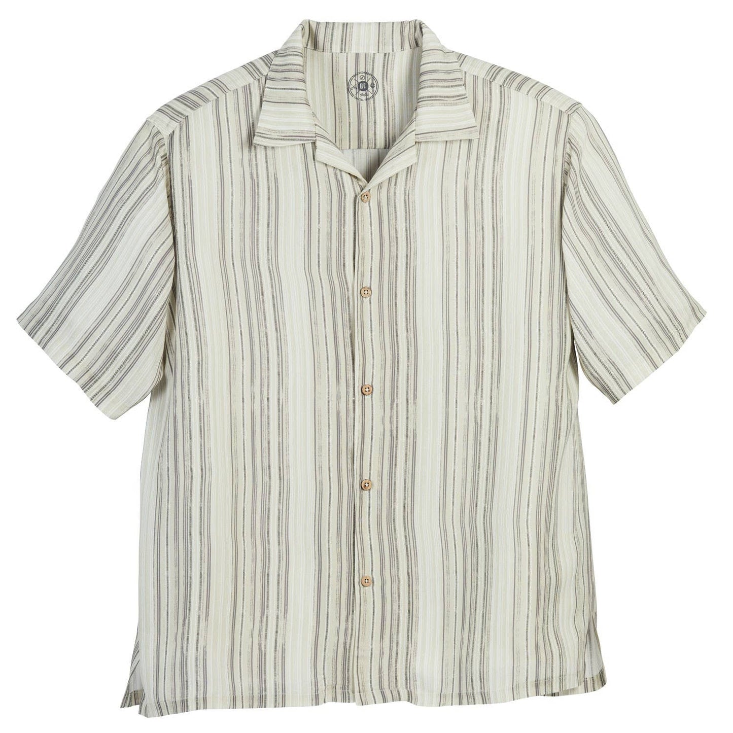 SALE Mens Stripe Button Down Shirt Neutral Large