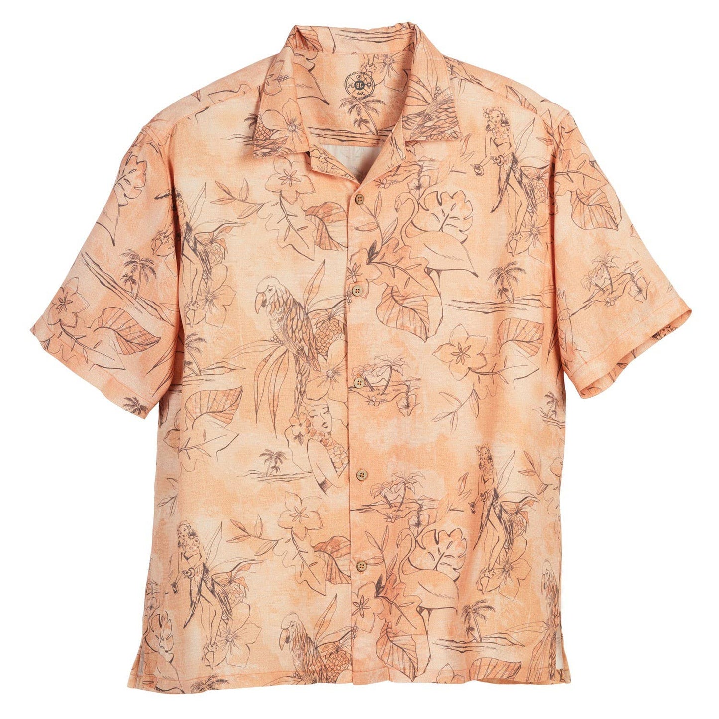 SALE Mens Orange Brown Parrot Hawaiian Shirt
