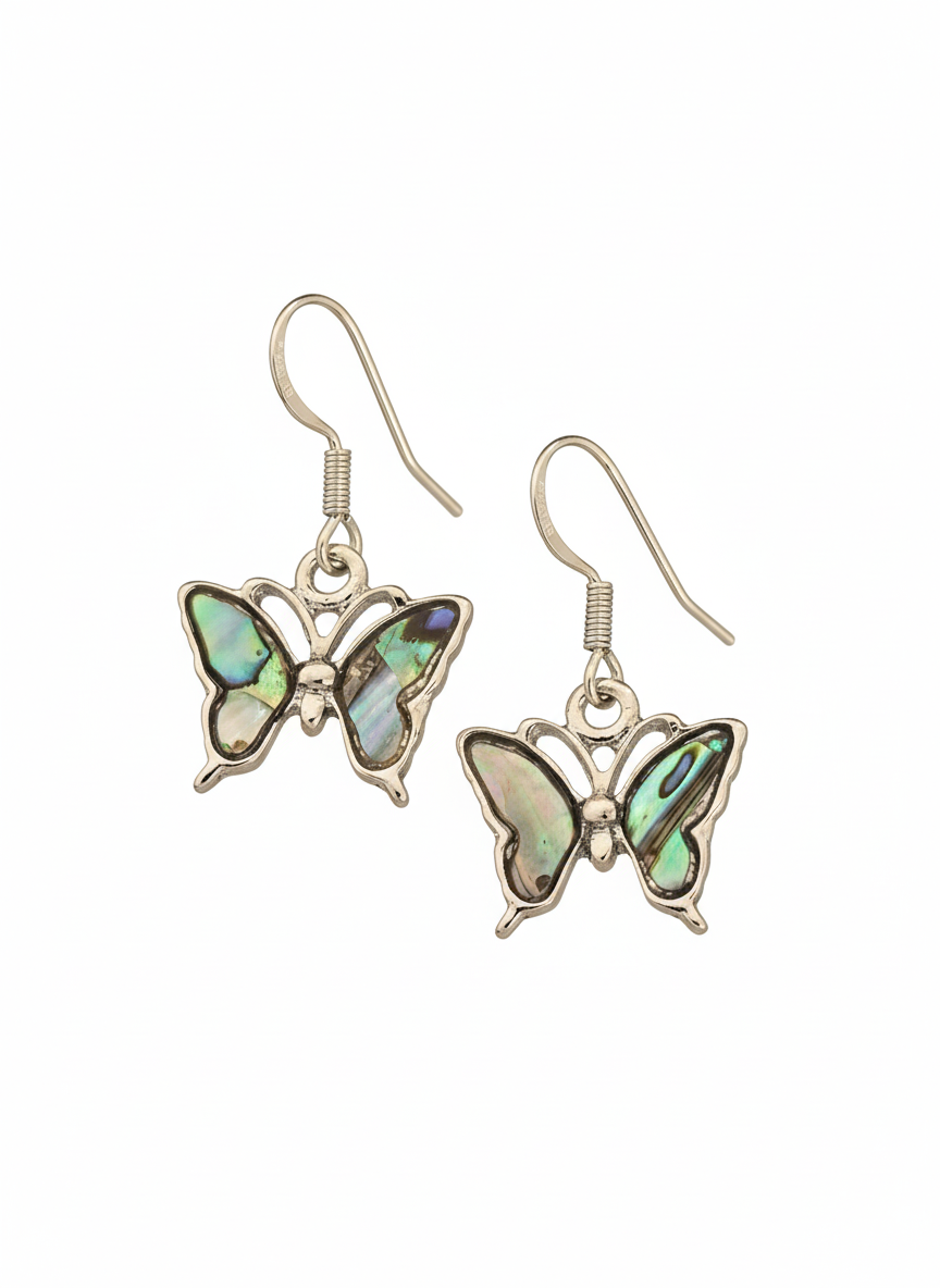 Abalone Butterfly Earrings in 925 Sterling Silver – Caribbean Wings Collection