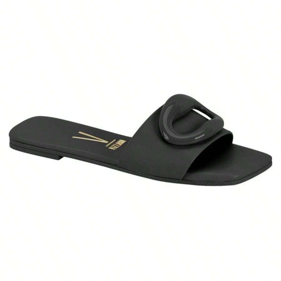Vizzano Soft Leather Flat Slide Sandals With Modern Detail
