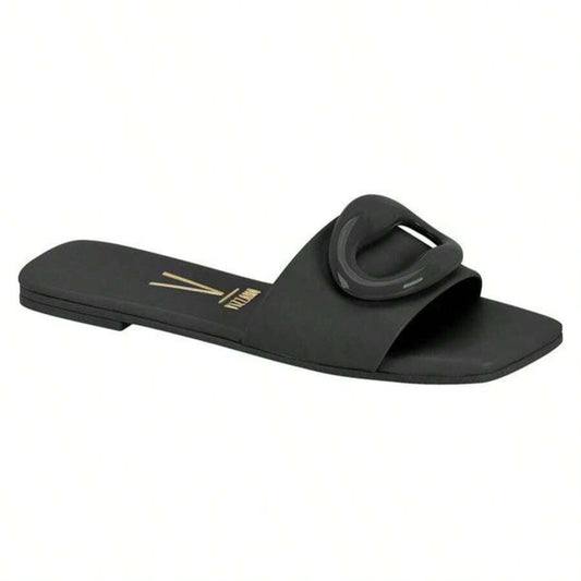 Vizzano Soft Leather Flat Slide Sandals With Modern Detail