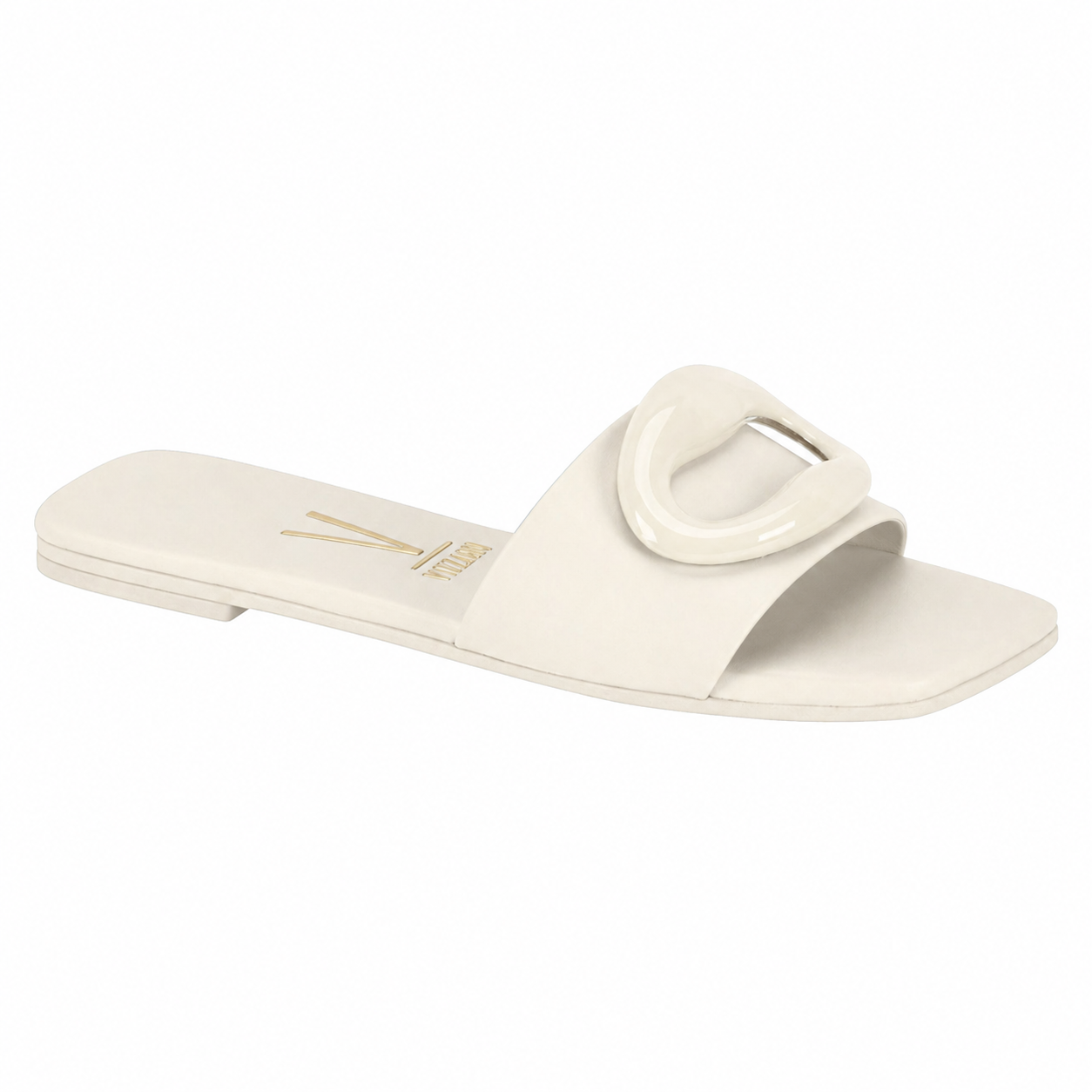 Vizzano Soft Leather Flat Slide Sandals With Modern Detail